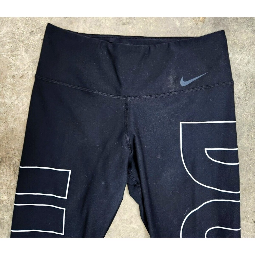 Nike Power Tight Fit Leggings Women's Small (Fits 25x22)  Black Capri Just Do It - Picture 6 of 10